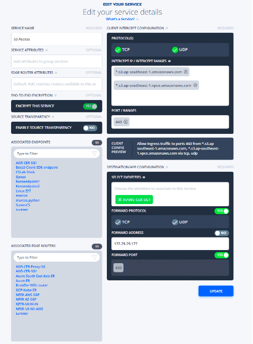 NetFoundry | Edit Service Details