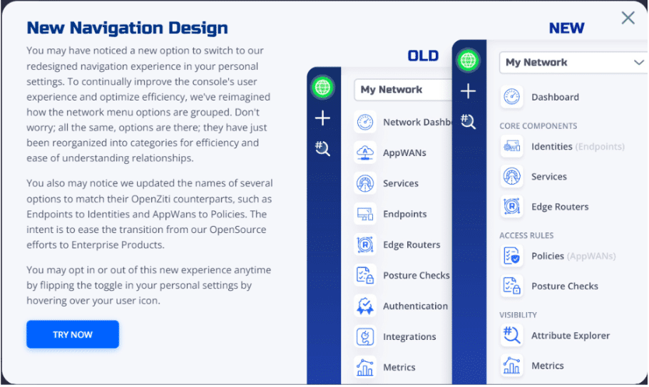 NetFoundry | New Navigation Layout